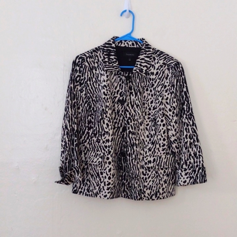Talbots Animal Print 4 Button 3/4 Sleeve Jacket Blazer Size 14 NEW
